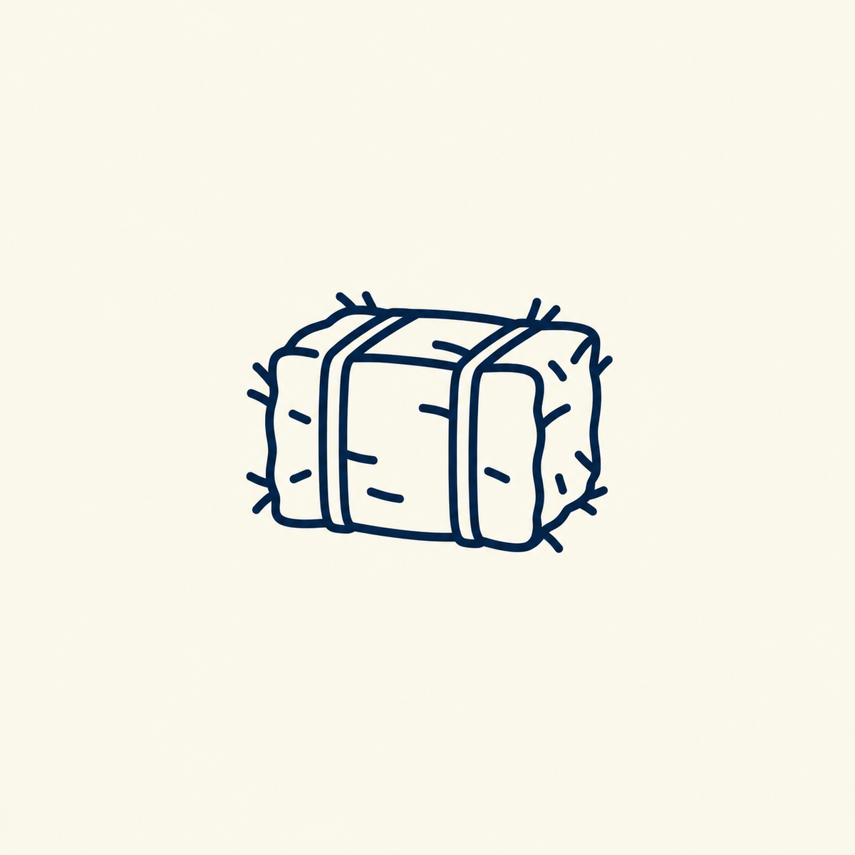 Hay and hay replacers – navy hay bale icon on cream